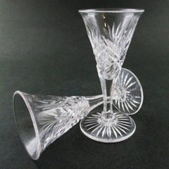 2 antique ABP Cut Glass CORDIALS – Flared Bowl Trumpet shape – 1 oz., 4.5″ tall