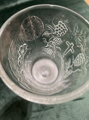 Vintage Last Supper Home Interiors Glass 7″ Wine Chalice, Frosted Base, Set Of 4