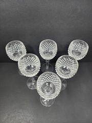 Set Of 6 Waterford Crystal Alana Hock Wine Glasses 7 3/8″ Blown Glass Ireland
