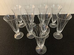 6 Champagne Flutes Model Orval Cut Crystal Daum (Price Per Unit)