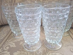 *Vintage Indiana Glass Colony Whitehall Cubist Footed Tumblers Set of 6