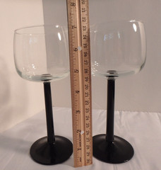 2 Cristal D’arques Durand Hock Wine Glass Domino Signature Black France 7.25″