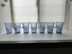 7 Bonita Hand Blown Art Glass Cocktail Tumblers Leaf Decoration – Molded Crackle