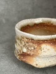 Hide Fujimoto Anagama Guinomi Sake Cup Natural Ash Shigaraki Ware Japan Ceramic