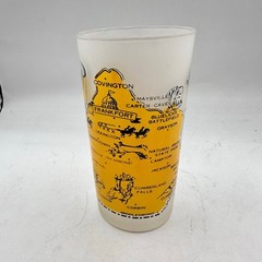 Vintage Kentucky State Souvenir Glass Frosted Tumbler Hazel Atlas MCM Cowboy