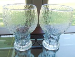 Indiana Glass GLACIER Water Goblet Lot of 2 Glasses MCM 14 oz
