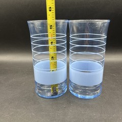 Vintage Libbey Glasses Tumblers 6” Periwinkle Blue Striped 2 pc 12 oz