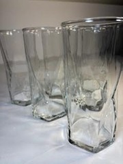 Set of 6, Vtg Libbey Crisa Rhombus Drinking Glass, Unique Geometric Base