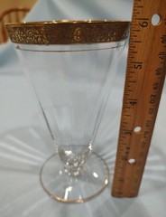 Tiffin Rambler Rose #14188 Stem Gold Encrusted 6” Iced Tea Tumblers set of 6