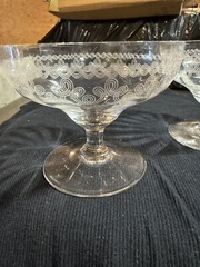 Antique 1800’s Bryce Brothers Needle Etched Champagne Glasses Etch #374