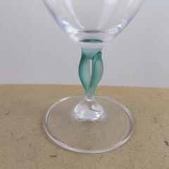 4 Mikasa Crystal Tuscan Green Iced Tea Goblets Glasses 8″ Tall VGC Leaf Stem