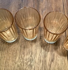 Set Of 3 VTG Peach Luster 5” Glasses Mid century Era Possibly Jeanette