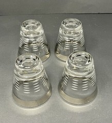 Vintage MCM Set of 4 Silver Rim Etched Double Shot Glasses