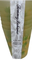 Tommy Bahama 8-Piece Pineapple Tumblers Set Yellow Green BPA Free 16 oz