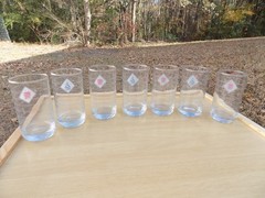 Anchor Hocking 1988 Vintage Blue Pear & Red Apple Tumbler Glasses – Set of 7