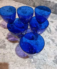 6 Morgantown 1930s Golf Ball Ritz Blue goblets