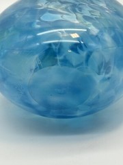 Art Glass Carafe And Wine Glass Set Signed Kyle Gribskov Blue Ocean Waves 2014
