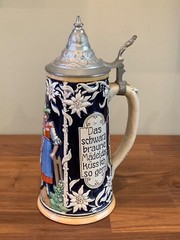 Vintage German Beer Stein Ceramic Lidded 0.5 Liter