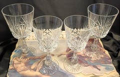 4 Oscar De La Renta BUCKINGHAM 2 Wine + 2 Water Luxury Crystal Glasses Set HTF