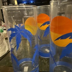 8 Panache Palm Tree Sunset Cocktail 12 Oz Highball Tom Collins Vintage Glasses
