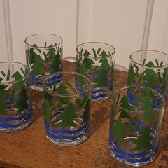 Vintage Dayton Hudson Trees And Water Minimalist Rocks Drink Glasses Set Of 6