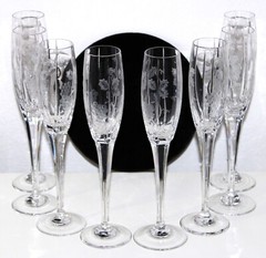 Mikasa Bacchus Champagne Glass LOT 8 Cut Glass Grapes Clusters – 10.75 inch