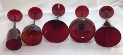 5- Ruby Red Party Cocktail Glasses – Martini, Champagne – Home Decor- Christmas 
