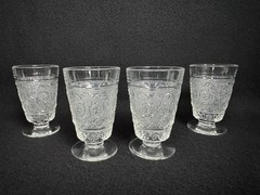 Duncan & Miller Clear Sandwich Stem Footed Juice Glasses Tumbler 4″ Set of 4