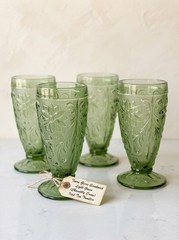 Vintage Tiara Indiana Chantilly Glass Footed Ice Tea Tumblers 6.25″H (4)
