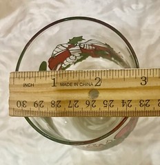 Christmas Low Ball Footed Glass Libby VTG MCM Wreath Ribbon Bow Holly Berry Pine