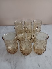 (8) Anchor Hocking Heritage Hill Gold Amber Juice Glasses