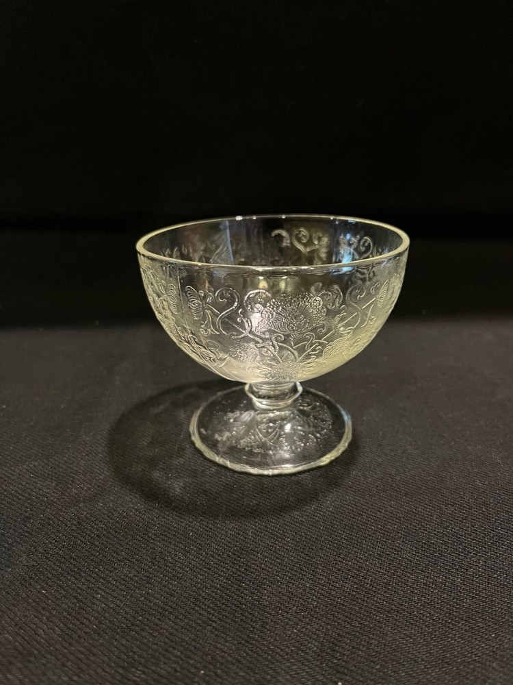 Hazel Atlas Glass FLlorintine No 1 Clear Footed Sherbet Mint Condition