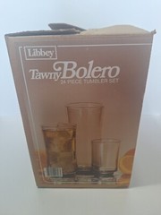 Libbey Tawny Bolero 24 Piece Tumbler Set Vintage Smoke Brown Glasses 82486T