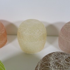 6 VINTAGE SPAGHETTI STRING ROLY POLY ASSORTED COLOR CRAFT RUBBERIZED GLASSES #L2