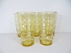Vintage Federal Glass Amber Ringed Tumber (Set of 5)