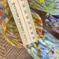 Murano Hand Blown Confetti Millefiori Glasses Set Of 4 Multi Color Tumblers
