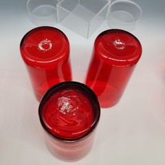 Set of 7 Red Art Glass Hand Blown Tumblers Drinking Glasses 5.75″ T Rough Pontil