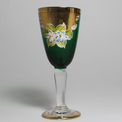 VNTG Seyei Victorian Cordial Glass Emerald Green Gold Floral Enamel Replacement