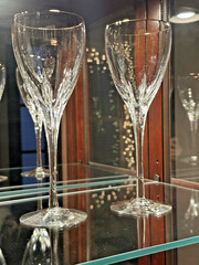 Set of 2 Lenox Firelight Gold Crystal Water/Wine Glasses 8 1/2” No Panel Cuts