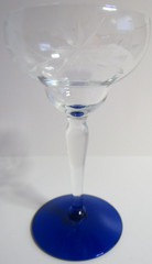 Weston WGL2 Gray Cut Floral Clear Bowl Cobalt Blue Foot – Liquor Cocktail Glass