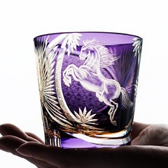 High-end Gifts Purple Crystal Whisky Glass Edo Kiriko Glass with Gift Box 320ml