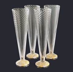 Set of 4 Tom Stoenner 24k Gold Footed Champagne 🍾 Flutes