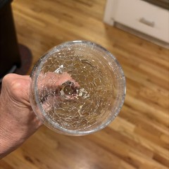 2 Pier 1 Reflections Crackle Glass Clear Wine Glasses 9.25″ Tall VGC