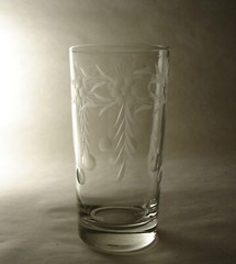 Set of 7 Morgantown 7630-2 Highball Glasses Flat Tumblers Cut Flower Dots 5 5/8″