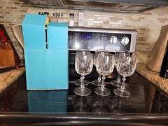 Gorham Crystal Royal Tivoli Wine Goblets Glass Set of 5, In Box, Lovely, Heavy