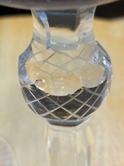 2 Bohemian Amethyst Cut to Clear Crystal Wine Glasses / Goblets – 8.5″ Tall