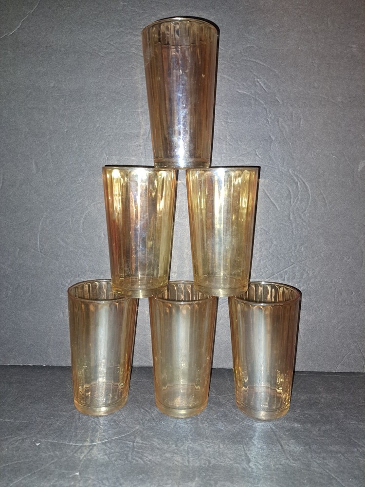 Vintage Irredescent gold drinking glasses 6 (six)