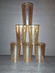 Vintage Irredescent gold drinking glasses 6 (six)