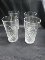 Acrylic Tumblers Clear Rim 1/2 Diamond Pattern Drinking Glasses Set of 4 – 18oz