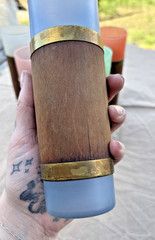 6x Vintage MCM Libbey Siesta Ware – Walnut & Brass Accented Tiki Glasses